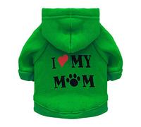 Harikaji Ropa para mascotas, con texto en inglés "I Love My MOM", ropa cálida con capucha para mascotas, disfraz de invierno para perros medianos (XL, verde)