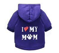 Harikaji Ropa para mascotas, con texto en inglés "I Love My MOM", ropa para cachorros, gatos, ropa con capucha para mascotas, disfraz de invierno para perros pequeños (M, morado)