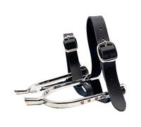 Harilla 2 espuelas para Caballo con Correas de Cuero sintético, Accesorios ecuestres de fácil instalación, para Botas de Granja, para Mujeres y Hombres, Plata