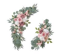 Harilla 2 Piezas de Flores de, Fondo Floral, Corona de Arco de Boda Hecha a Mano, Guirnalda de Flores Artificiales para Puerta de Entrada, Fiesta, casa, Rosa