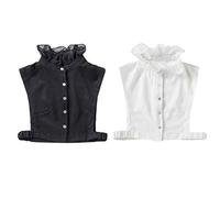 Harilla 2x Cuello Falso de Desmontable para Mujer, Media Camisa, Cuello Falso de Peter Pan, Cuello Falso Camisa Blusa Elegante para Mujer