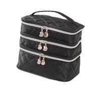 Harilla 3 capas Bolsa de almacenamiento cosmético de viajes Bolsa de almacenamiento de maquillaje de maquillaje Luchas para mujeres para botellas de tamaño, Cremallera de Plata