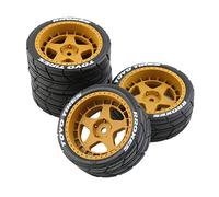 Harilla 4 Piezas RC Car Rubber Tire 12mm Hub reemplazo Resistente al para HPI 1:10 Scale Road Touring Car Accessories Set, Naranja