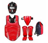 Harilla 5 Piezas Equipo de Entrenamiento de Juego de Protección Taekwondo Boxeo Muay Thai Artes Marciales con Casco Peto Cadera y Espinilleras Amortiguación , Red , M A