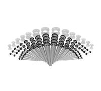 Harilla 50 Piezas de Orejas Kit de Estiramiento Acrílico Silicona Juegos de Túneles Tapones Suave Liso Adecuado para Hombres Mujeres Decoración y