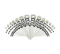 Harilla 50 Piezas de Orejas Pack Medidores Tapones Túneles Acrílico Silicona Material Resistente Fácil Uso Adecuado para Hombres Mujeres Piercings