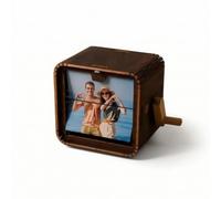 Harilla Álbum de Fotos Mecánico Caja Musical Giratoria Álbum Caja Expositor Recuerdo Personalizado de Estilo Vintage en Tono Madera con Mecanismo Manual , Marrón Madera , 8 Fotos-sin Luz