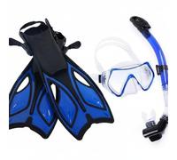 Harilla Aletas y Máscara Set de Snorkel Completo Visión Clara Gafas Lente Resistente a Impactos Tubo Seco Cierre Flotante Aletas Regulables, Azul, S