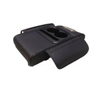Harilla Almohadilla de reposabrazos de cuero sintético con ranura para caja de pañuelos, accesorios multiusos para automóviles, almohadilla para consola, Negro