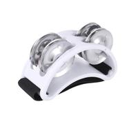 Harilla Amburina de Pies, Agitador de Calzado con Una Campana de Metal, Tambor Profesional, 4 Campanas, Tamburina para Conciertos, Ukulele, blanco