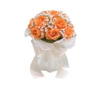 Harilla Bouquet de Boda para Novia, Centros de Mesa de Bodas, Flores de Rosas Artificiales de 8 Pulgadas con Cintas, Novia Sosteniendo Flores, Naranja, Individual