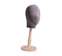 Harilla Cabeza de maniquí para peluca, soporte de madera para sombreros, soporte versátil para pelucas, tocados, sombreros, gorras, salón, Gris Medio