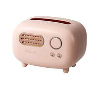Harilla Caja de pañuelos de radio vintage, caja de almacenamiento de servilletas, dispensador de papel extraíble, servilletero para restaurante, sala de - Rosado