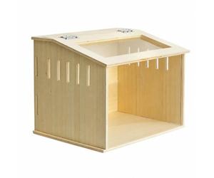 Harilla Caja Tapa con Bisagras y Abertura para Aves Exóticas Roedores Marsupiales Geckos Caracoles Acuado para Espacios Interiores y Áreas Educativas Mascotas Menores, 40x30x30cm