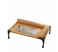 Harilla Cama Elevada para Mascotas con Diseño de Borde Acolchado Estructura Desarmable Metálica Superficie Fresca Transpirable y Funda Lavable Adecuada para Gatos y Perros en Casa, Coffee, M