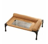 Harilla Cama Elevada para Mascotas con Diseño de Borde Acolchado Estructura Desarmable Metálica Superficie Fresca Transpirable y Funda Lavable Adecuada para Gatos y Perros en Casa, Coffee, L