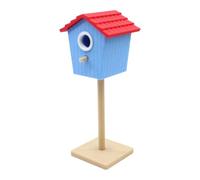 Harilla Casa de Muñecas para Pájaros en Escala 1:12, Casa de Pájaros en Miniatura, Regalo de Fiesta, Escena de Juego, Accesorio de Jardín de Hadas para Manual, Azul Rojo
