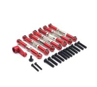 Harilla Coche Eléctrico Kit de Actualización RC Juego de Bieletas Chasis Completo Barras Ajustables Brazo 28T Metal Resistente Afinación Precisa Apto para, Rojo