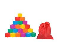 Harilla Cubos de Madera de Colores apilables, Juguete matemático Educativo, Bloques de Madera Cuadrados Coloridos para niños, niñas, escuelas, guarderías, 3 Cm 50 Piezas