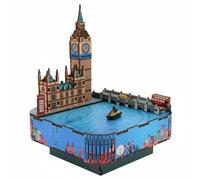 Harilla de Madera Caja de Música Modelo Arquitectónico Kit de Construcción Decorativo Proyecto Relajante con Grabadas Adecuado para Niños Aficionados Estantes, Caja De Música del Big Ben