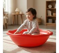 Harilla Entrenador de Equilibrio para Niños Cuenco Tazón Plato Juguete Giratorio con Diseño Anti Vuelco y Borde Redondeado Plástico Moldeado en una Sola Pieza, Rojo