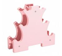Harilla Estante para Mancuernas Soporte Organizador Rejilla Material de Acero Sólido con 3 Repisas Soporta 480kg Goma Tamaño1095x475mm Adecuado para Gimnasio Casero de Fuerza, Estante Hoja Rosa