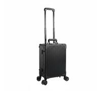 Harilla Estuche de Maquillaje Profesional Maletín Organizador Trolley Espejo con Luz Led Integrada y Separadores Material, Maleta De Maquillaje con Ruedas Y Asa Telescópica, Array, Negro
