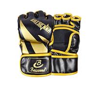 Harilla Guantes MMA Medio Mujeres Hombres Guantes de Lucha Guantes de Kickboxing Muay Thai Mitts Sandbag Open Palm Kick Boxing Guantes Saco de Boxeo, áurea Negra