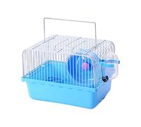 Harilla Hamster Carrier Jaula Portátil para Animales Pequeños Incluye Rueda para Correr Cuenco de Alimentación y Botella de Agua Hecha de, Azul