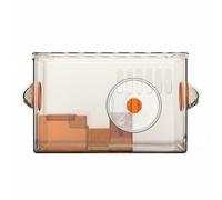 Harilla Jaula para Hámster con Kit Incluido Transparente Acrílica Rueda Comedero Fácil de Limpiar Aptas para de Hamsters en Interiores, Naranja, RuedaGrande1-Capa