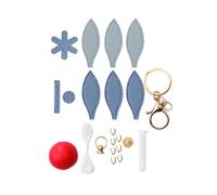 Harilla Kit de Llavero de Costura DIY, Colgante de Globo aerostático, Llavero de Coche Colorido, de Cuero Creativo preperforado, Paquete de Material, Azul