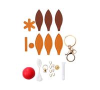 Harilla Kit de Llavero de Costura DIY, Colgante de Globo aerostático, Llavero de Coche Colorido, de Cuero Creativo preperforado, Paquete de Material, Marrón Y Caqui