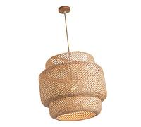 Harilla Lámpara Colgante de Bambú Tejida a Mano Estilo Nórdico con Pantalla Tipo Cúpula Textura Delicada Resistente a la Humedad y Adecuada para Restaurantes