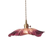 Harilla Lámpara Colgante Flor Lámpara de Techo Ajustable Pantalla Decorativa Vidrio Lujo Adecuada para Restaurantes Cafetería Tienda de Ropa, L Violet