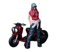 Harilla Modelo de Motocicleta a Escala 1:64 con Figura de Resina, Pintado a Mano, Figura de Motociclista en Miniatura a Escala 1/64, Accesorio para Escena de, Chica