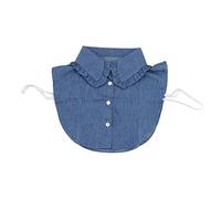 Harilla Mujer Solapa Desmontable Cuello Falso Encaje Media, Denim
