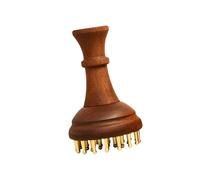 Harilla Peine de masaje de madera manual con 29 dientes de latón para adultos, viajes, tejido profundo, oficina, cepillo raspador Guasha compacto de 8,5 x 14, Imagen Sin Punto