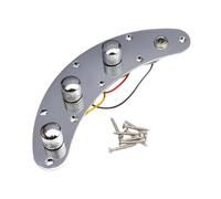 Harilla Placa de control del interruptor de bajo, metal, 1 tono 2 volúmenes 1 gato con el kit de cableado de la perilla del interruptor del panel de piezas, Plata