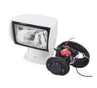 Harilla Proyector de Búsqueda Marino Reflector Faro Luz de Cubierta con Halógeno Potente y Control Remoto por Cable Base Giratoria y Cabezal Rectangular, Blanco, 12V
