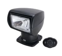 Harilla Proyector de Búsqueda Marino Reflector Faro Luz de Cubierta con Halógeno Potente y Control Remoto por Cable Base Giratoria y Cabezal Rectangular, Negro, 24V