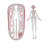 Harilla Regla de Plantilla de Moda para Costura, Herramienta de Medición de Diseño de Patrón Humanoide, Ropa de Trabajo, Reglas con Ilustración de Moda Transp
