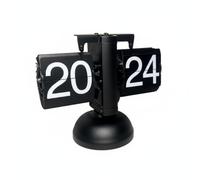 Harilla Reloj de Páginas Automático Reloj de Escritorio Reloj Retro Reloj de Mesa Reloj Mecánico con Tarjetas Claras y Minuto, Negro, 24 Horas, Fuente Gruesa, Todo Negro