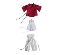 Harilla Ropa para Figuras de acción a Escala 1:12, Ropa para muñecas, Uniforme de samurái, Tela, en Miniatura para muñecos de 6 Pulgadas, Rojo Blanco