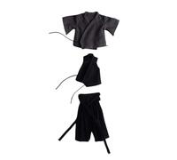 Harilla Ropa para Figuras de acción a Escala 1:12, Ropa para muñecas, Uniforme de samurái, Tela, en Miniatura para muñecos de 6 Pulgadas, Gris Negro