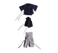 Harilla Ropa para Figuras de acción a Escala 1:12, Ropa para muñecas, Uniforme de samurái, Tela, en Miniatura para muñecos de 6 Pulgadas, Gris Azulado Intenso