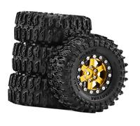 Harilla Rueda y neumático RC 4 Piezas Reemplazo Directo Profesional Fácil de Instalar Suministros Ligeros DIY para 1/18 SCX24-18, Oro