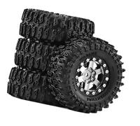 Harilla Rueda y neumático RC 4 Piezas Reemplazo Directo Profesional Fácil de Instalar Suministros Ligeros DIY para 1/18 SCX24-18, Plata