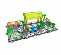 Harilla Set Tren Eléctrico Infantil con Pista Plástico Transparente y Elementos Paisaje como y Casetas para Montar Recorridos Creativos sarrolla