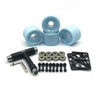 Harilla Skateboard Wheel Assembly Ruedas Longboard Completas Rodamientos Herramientas Mayor Estabilidad y Tracción en Poliuretano Adecuado para Surfskate Calle Carving Desplazamientos, Azul Claro