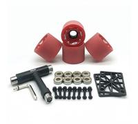 Harilla Skateboard Wheel Assembly Ruedas Longboard Completas Rodamientos Herramientas Mayor Estabilidad y Tracción en Poliuretano Adecuado para Surfskate Calle Carving Desplazamientos, Rojo